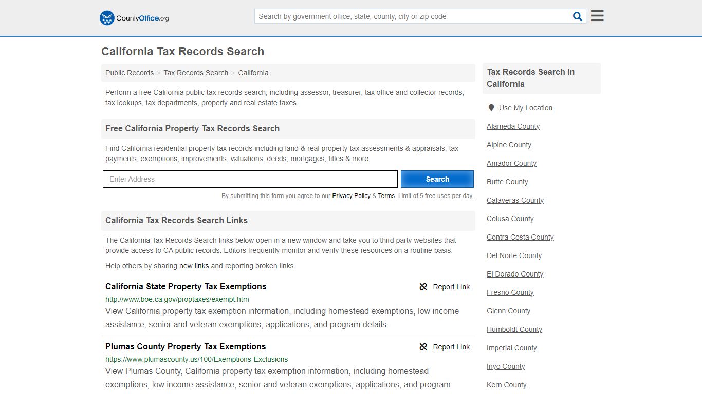 California Tax Records Search - County Office